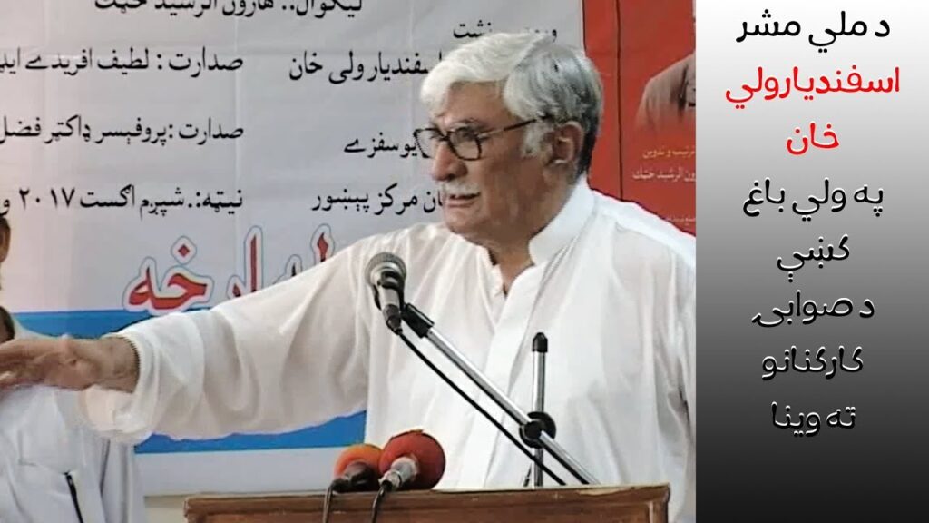 Asfandyar Wali Khan speaking to Swabi cabinet and workers at Wali Bagh